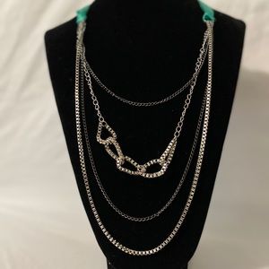 Ribbon/chain necklace with matching earrings